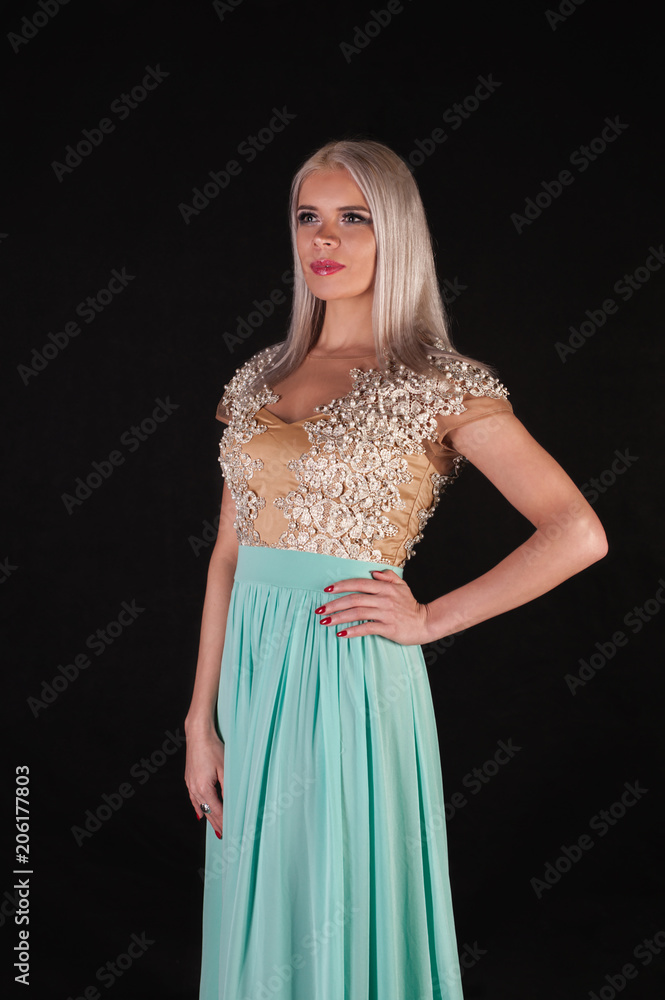 Portrait of elegant luxurious woman wearing dress Portrait of elegant luxurious woman wearing dress