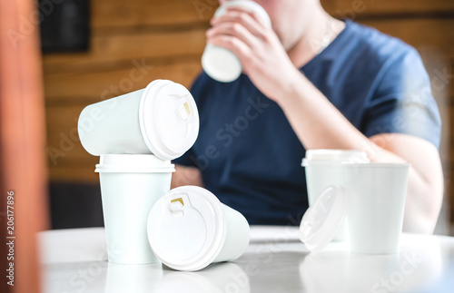 Billede på lærred Coffee or caffeine addiction concept