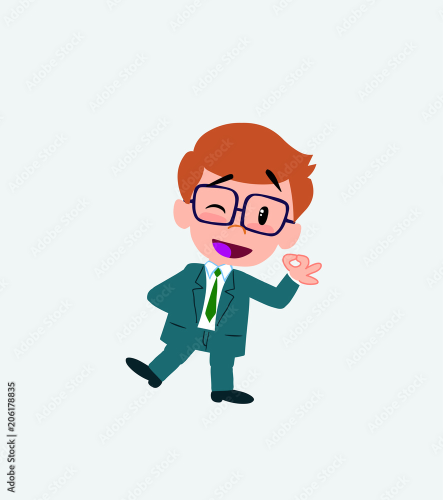 Businessman with glasses doing the OK sign with his hand. Businessman with glasses doing the OK sign with his hand.