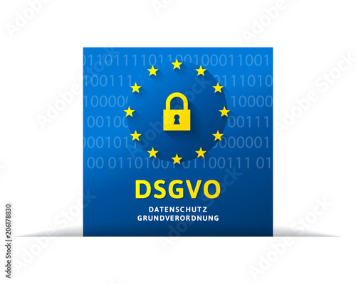 DSGVO - Datenschutz Grundverordnung Konzept mit EU Flagge und Binärcode