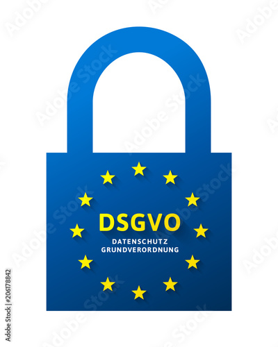DSGVO - Datenschutz Grundverordnung Konzept mit Europäische Union Flagge und Vorhängeschloss