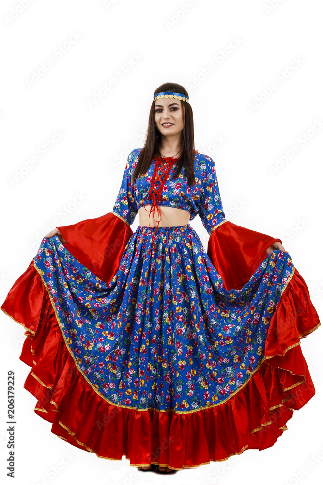 Pretty woman  dancer with a gypsy dress