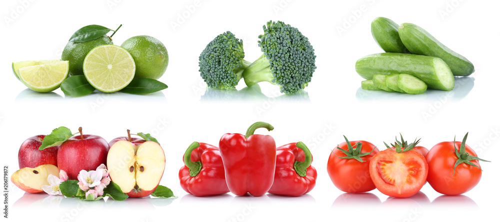 Früchte Obst und Gemüse Sammlung Apfel Tomaten Farben frische Freisteller freigestellt isoliert Früchte Obst und Gemüse Sammlung Apfel Tomaten Farben frische Freisteller freigestellt isoliert