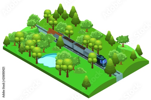 Isometric Freight Train Template