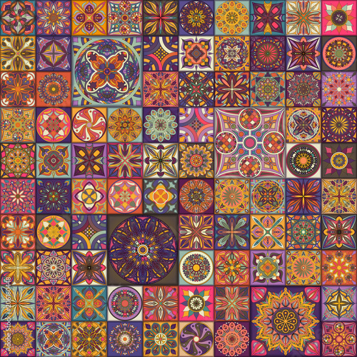 Seamless pattern with decorative mandalas. Vintage mandala elements. © somber