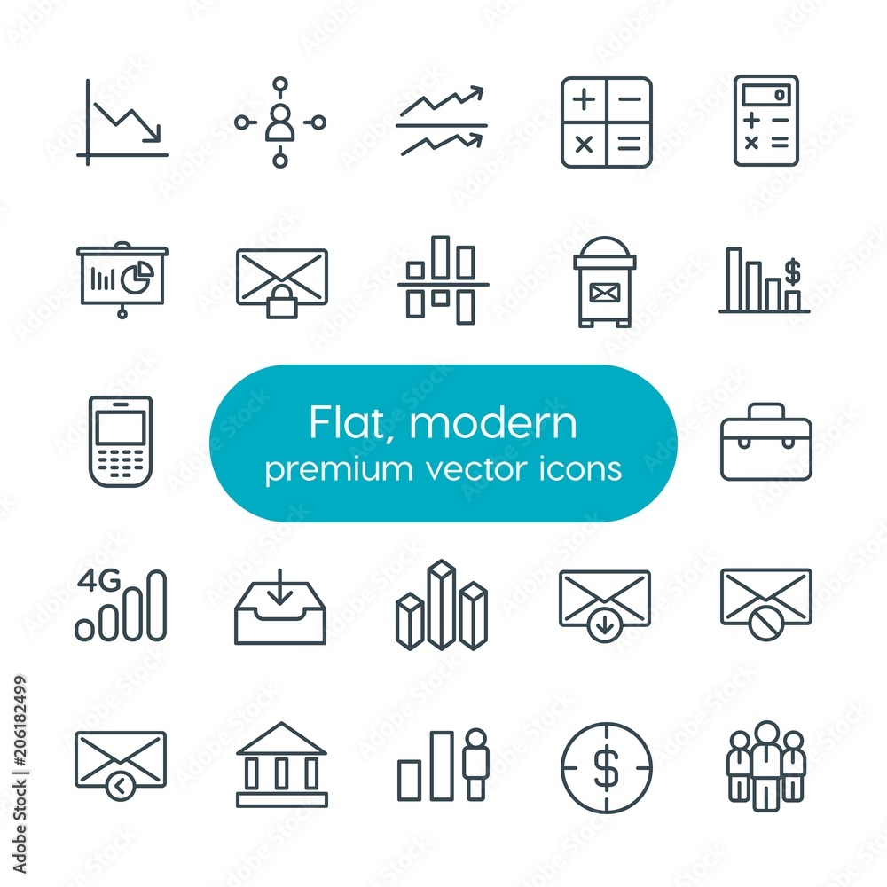 Modern Simple Set of business, charts, mobile, email Vector outline Icons. Contains such Icons as envelope, calculator, team, send, work and more on white background. Fully Editable. Pixel Perfect Modern Simple Set of business, charts, mobile, email Vector outline Icons. Contains such Icons as envelope, calculator, team, send, work and more on white background. Fully Editable. Pixel Perfect