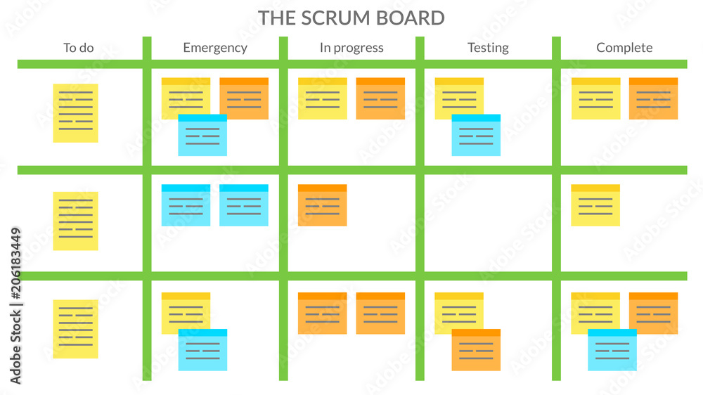 Vector whiteboard with notes for agile software development Vector whiteboard with notes for agile software development