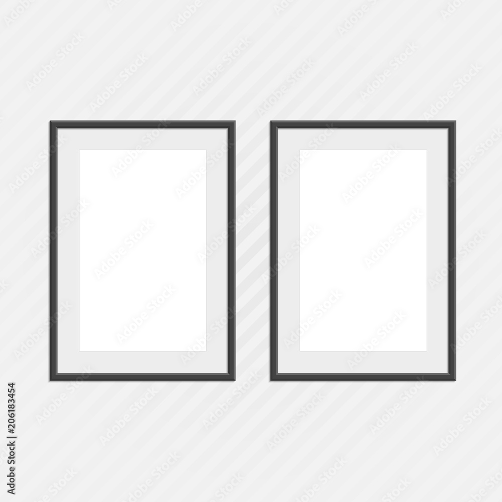 Black photo frames set. Black photo frames set.