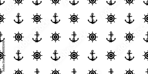 Anchor Seamless Pattern helm vector boat maritime Nautical sea ocean isolated background wallpaper