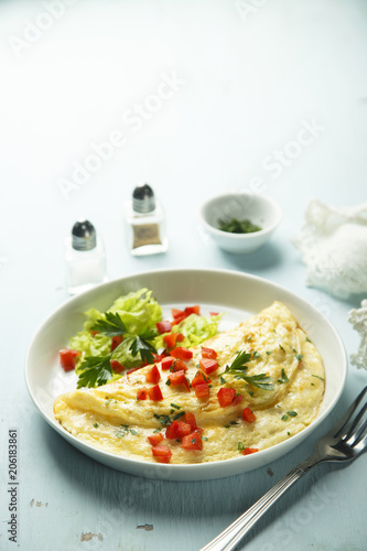 Omelette with herbs and vegetables