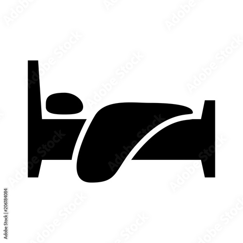 Icono plano cama de hotel en color negro