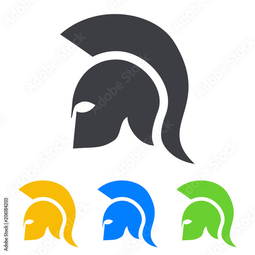 Icono plano casco espartano en varios colores