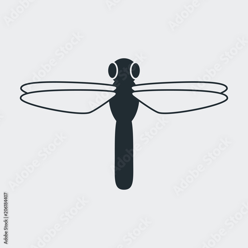 Icono plano libelula en fondo gris