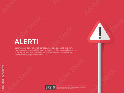 attention warning alert sign banner with exclamation mark symbol. concept for danger on Internet, technology, VPN Security protection. Background vector illustration.