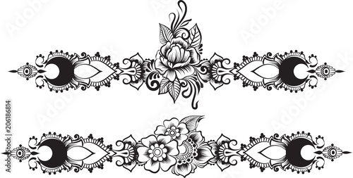 Ethnic indian line art border