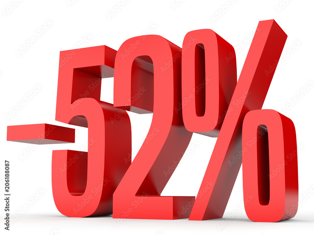 Minus fifty two percent. Discount 52 %. Minus fifty two percent. Discount 52 %.