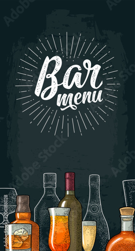 Vertical template for Bar menu alcohol drink.