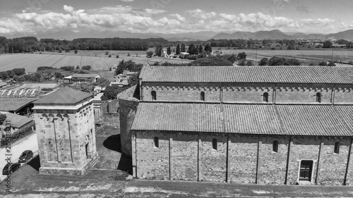 Aerial view of San Piero Basilica in Pisa, Tuscany © jovannig