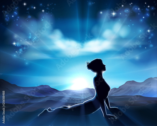 Pilates or Yoga Pose Silhou...