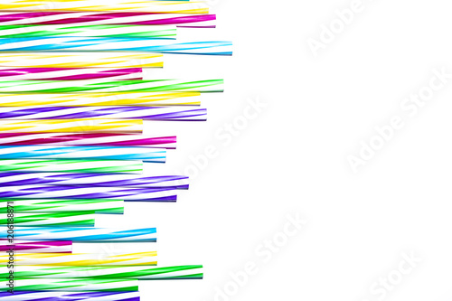 Colorful collection of straws for drinks background isolate