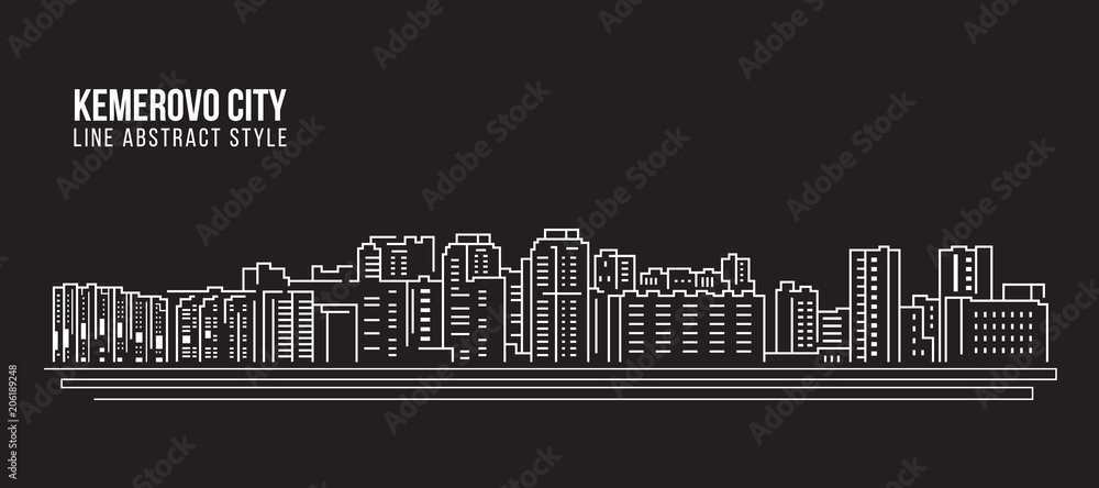 Cityscape Building Line art Vector Illustration design - Kemerovo city