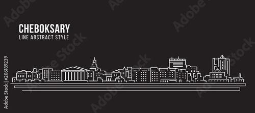 Cityscape Building Line art Vector Illustration design - Cheboksary city