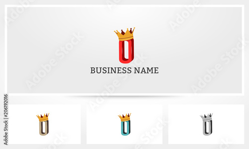 O Letter Alphabet Crown Logo