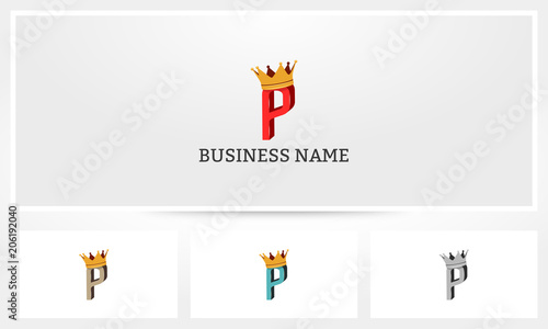 P Letter Alphabet Crown Logo