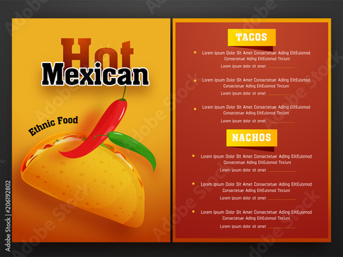 Obraz na płótnie Mexican menu for restaurant and cafe.