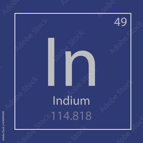 Indium In chemical element icon- vector illustration
