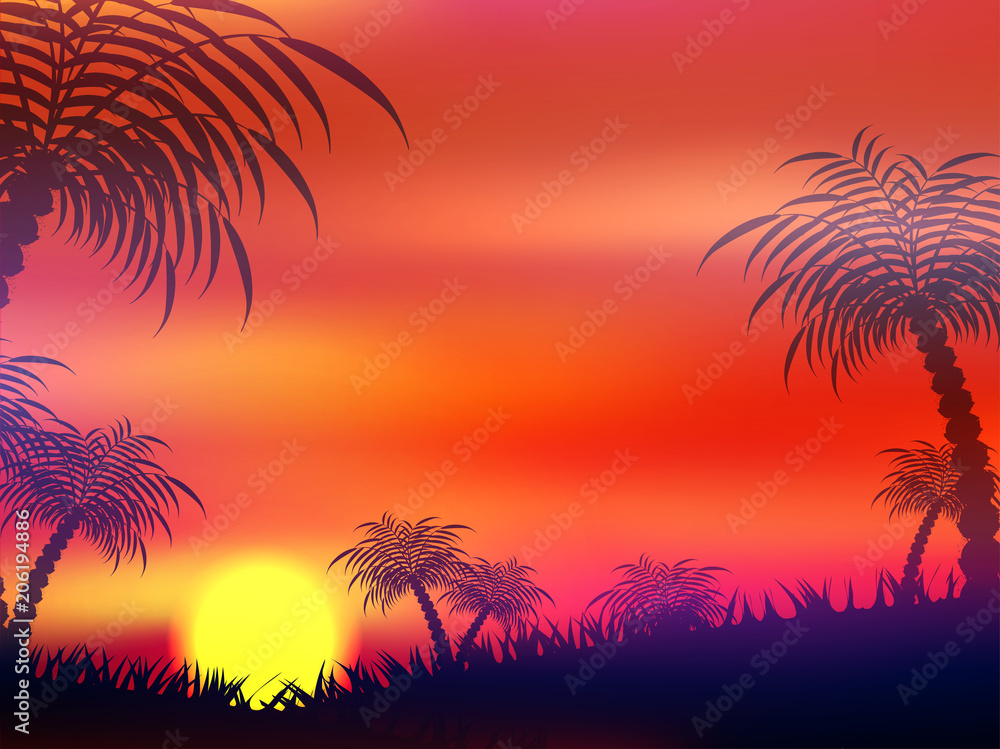 View of a landscape in sunset.