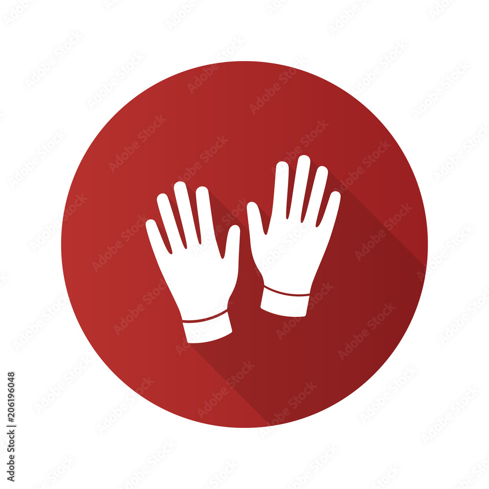 Medical or household gloves flat design long shadow glyph icon