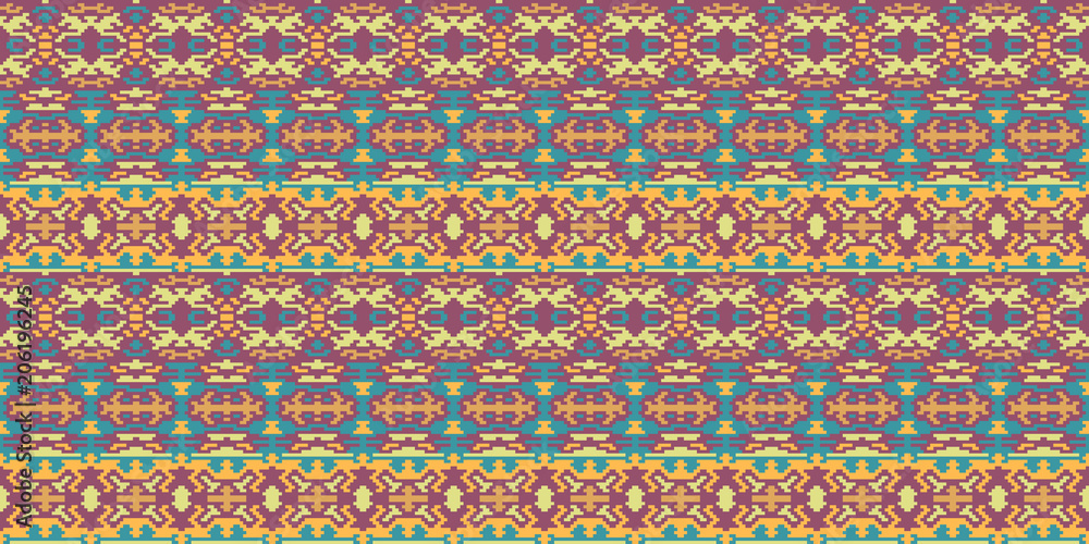Horizontal seamless pattern tribal design. Ethnic textile print. Vector fashion background.