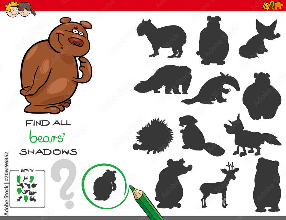 shadows game with bear characters shadows game with bear characters