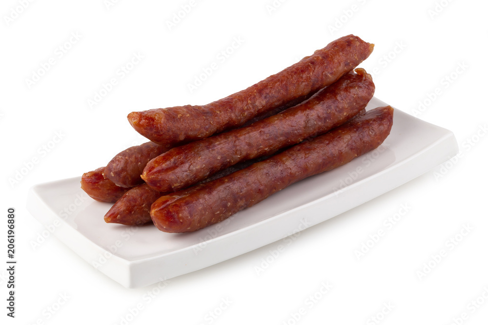 Chinese sausage for cook isolated on a white background Chinese sausage for cook isolated on a white background