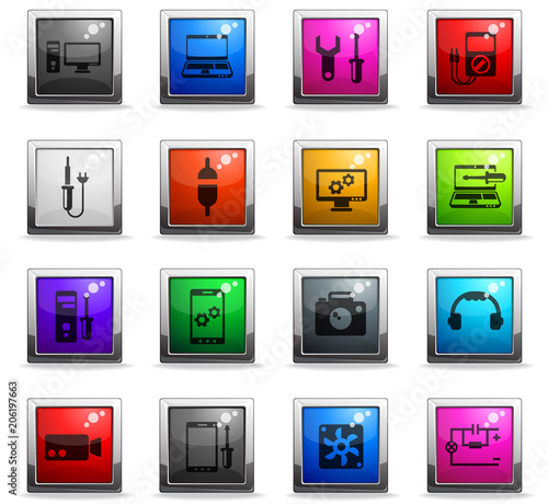 electronics repair icon set