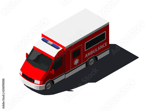 Vector isometric illustration of ambulance car