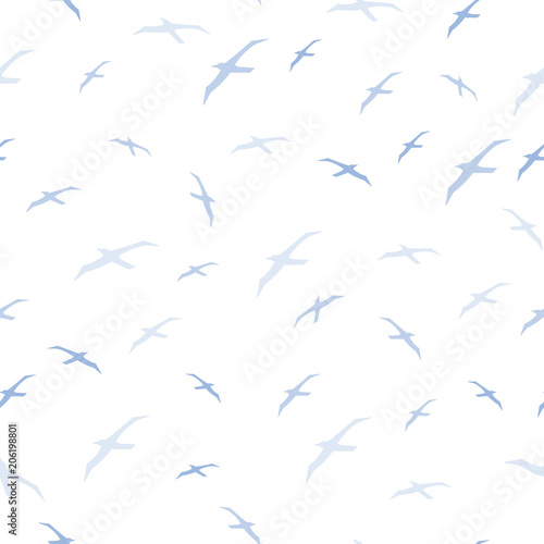 Silhouettes seagulls. Seamless pattern.