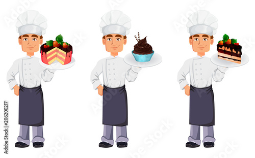 Handsome baker in professional uniform