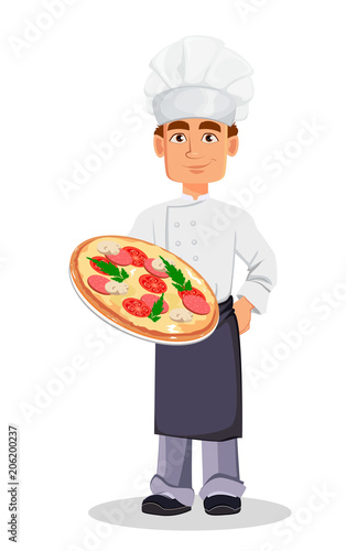 Handsome baker in professional uniform