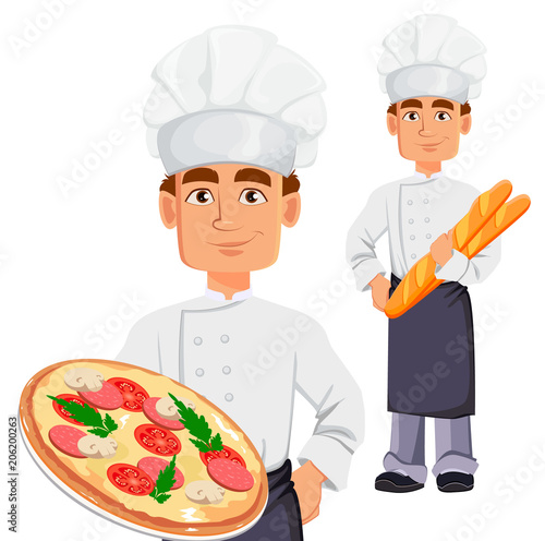 Handsome baker in professional uniform