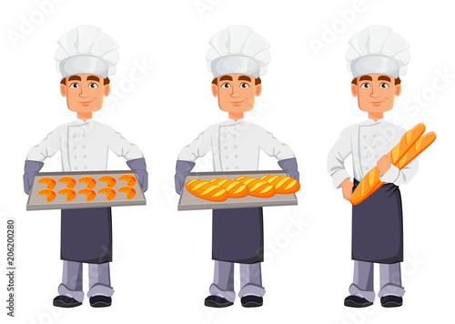 Handsome baker in professional uniform