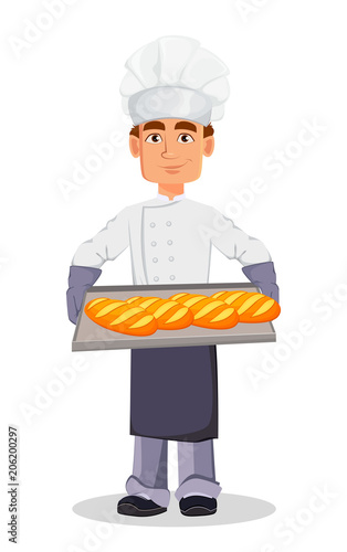 Handsome baker in professional uniform