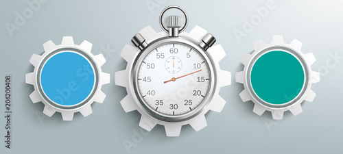 3 Colored Gears Infographic Header Stopwatch