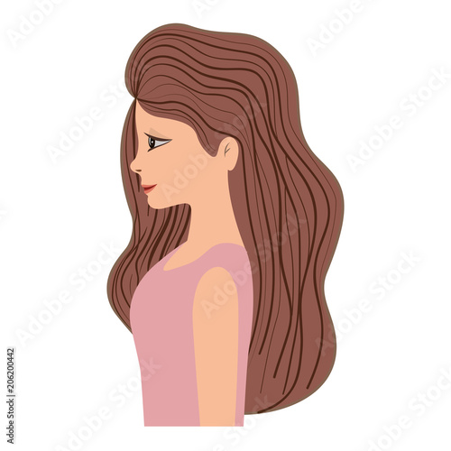 beautiful woman with long hair vector illustration design
