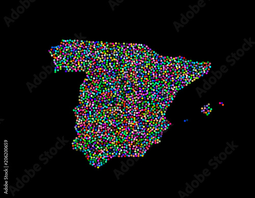 Spain map. Isolated on blac...