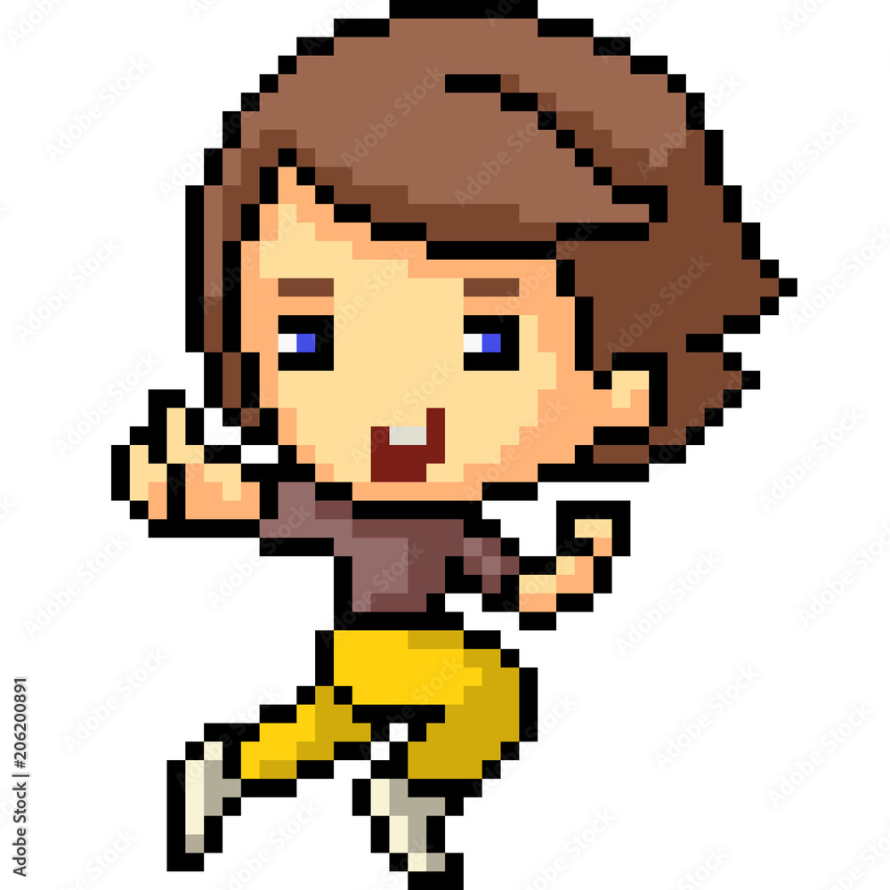 vector pixel art jogging kid vector pixel art jogging kid