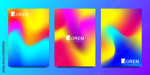 Modern vector template for brochure, leaflet, flyer, cover, catalog in A4 size. Abstract fluid 3d shapes vector trendy liquid colors backgrounds set. Colored fluid graphic composition illustration.