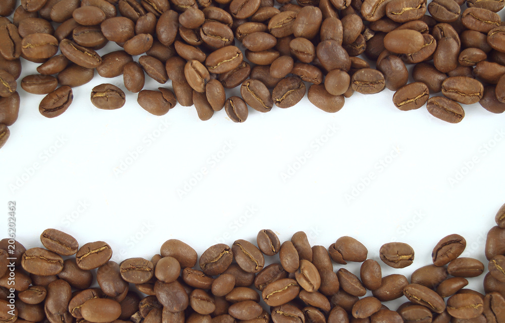 Coffee beans isolated on white background with place for text Coffee beans isolated on white background with place for text