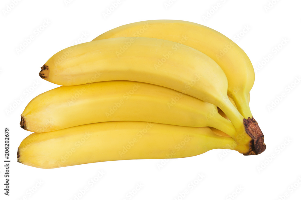 Sweet ripe banana bunch isolated on white background. Sweet ripe banana bunch isolated on white background.